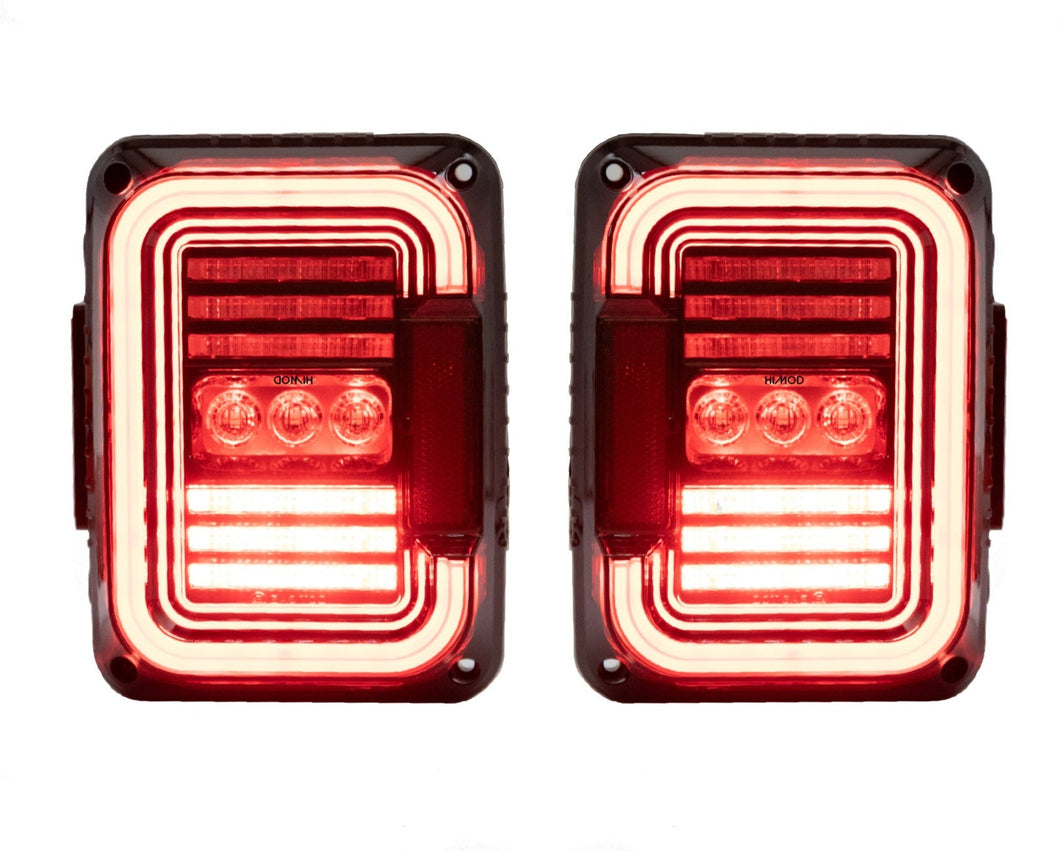 Jeep Wrangler 2007 - 2017 LED Tail-Lights | Red | Black